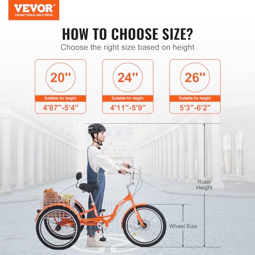 24 Inch Aluminum Alloy Three-Wheeled Tricycle (Orange) Y924796