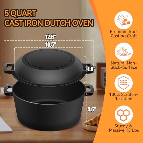 3.2QT Cast Iron Dutch Oven with Lid V296599