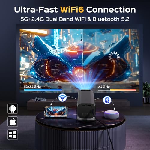 White 1080P Smart Projector with WiFi and Bluetooth F195147