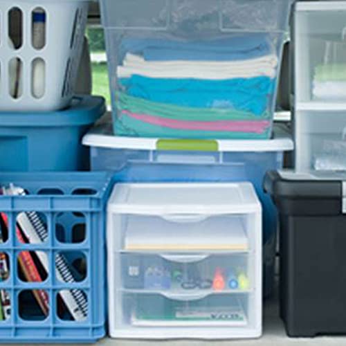 ClearView Compact Stacking 3 Drawer Storage Organizer System, White (8 Pack) I65373