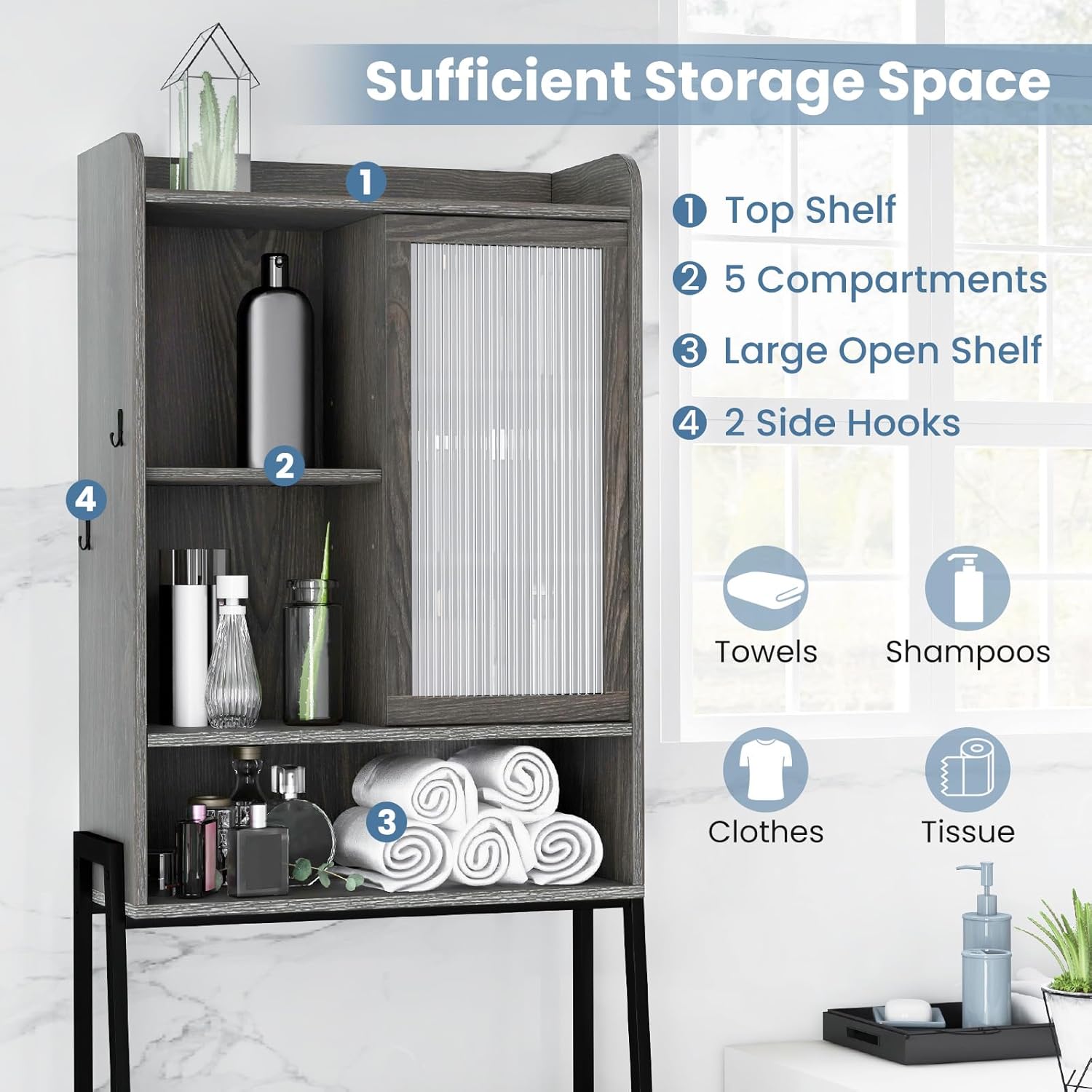 Over The Toilet Storage Cabinet with Sliding Door W6193