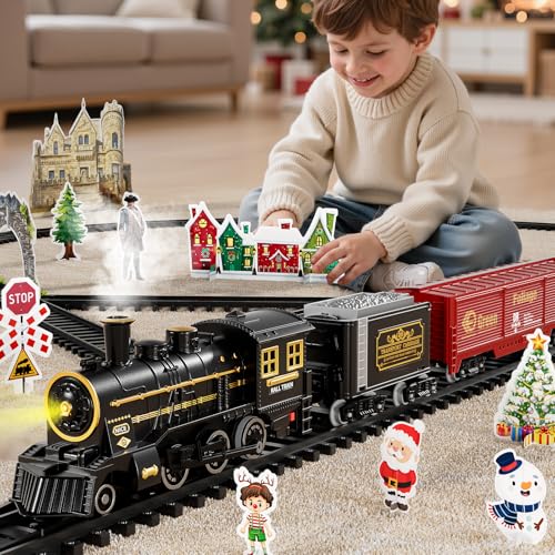 Large Electric Train Set with Realistic Sound, Lights and Smoke J41771