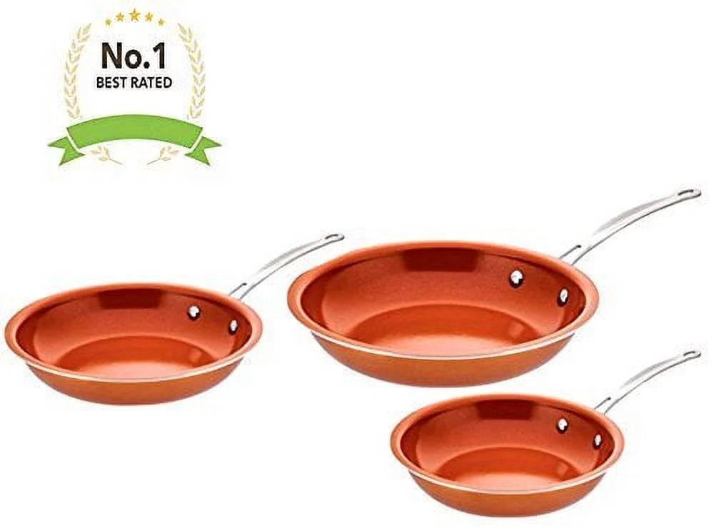 3 Piece Non Stick Copper Ceramic Pan Set G5359