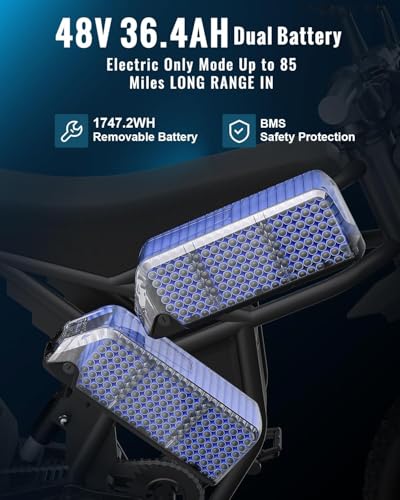 60V 3000W 36.4AH Dual Battery Electric Dirt Bike with 25" Motorcycle Tire S24158