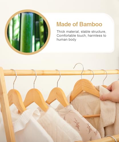 Bamboo Clothes Rack with Storage Shelf, Foldable Wardrobe Storage Rack (Natural) Z551579