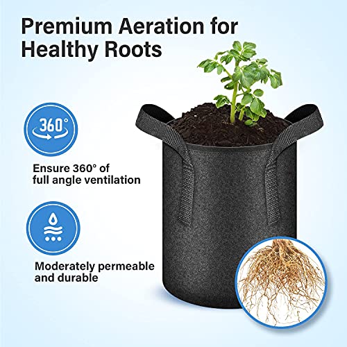5 Gallon 10-Pack Tan Heavy Duty Nonwoven Fabric Pots with Strap Handles D819528