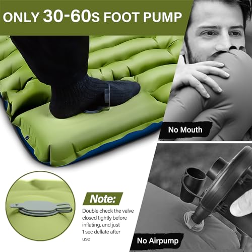 Ultralight Inflatable Sleeping Pad with Built-in Pillow Foot Pump O1868