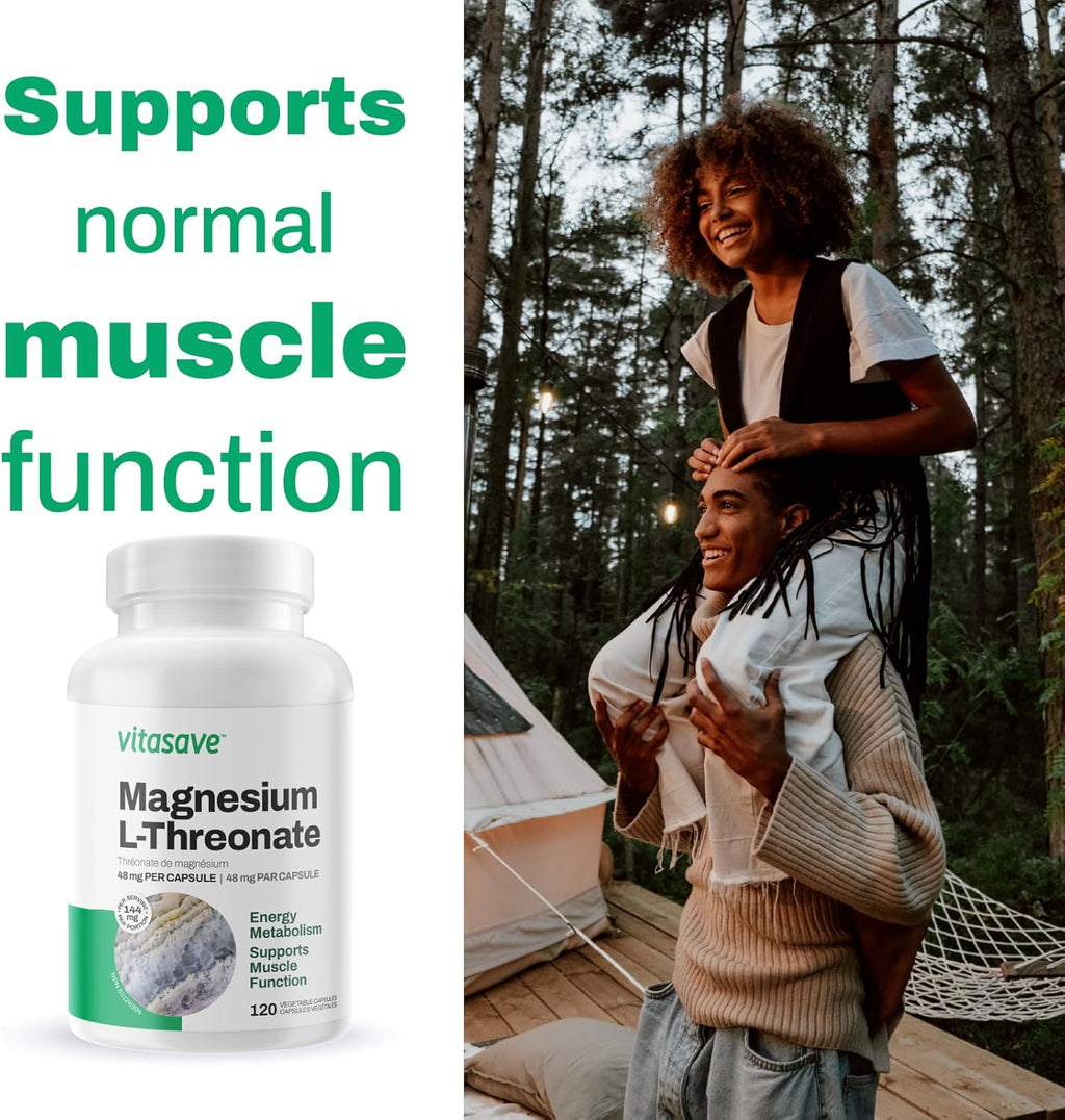120 Capsules Magnesium L-Threonate, 144mg Elemental Magnesium, Non-GMO B897626