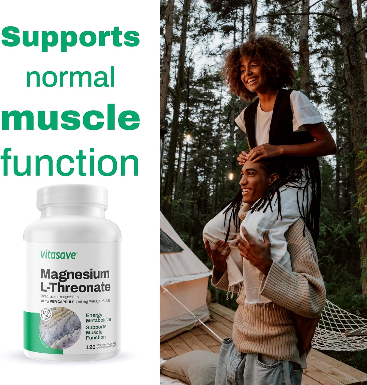 120 Capsules Magnesium L-Threonate, 144mg Elemental Magnesium, Non-GMO B897626