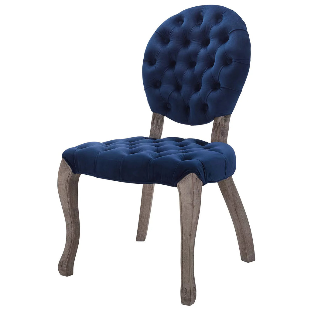 Navy Blue Velvet Wood Side Chair X7724