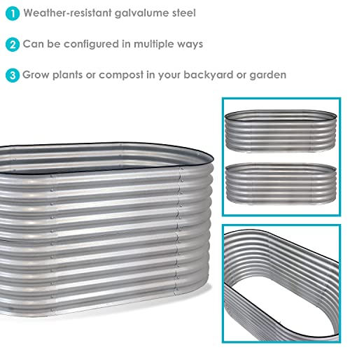 62.5-Inch Oval Stackable Steel Raised Garden Bed Planter Kit with Rubber Edge Trim S672