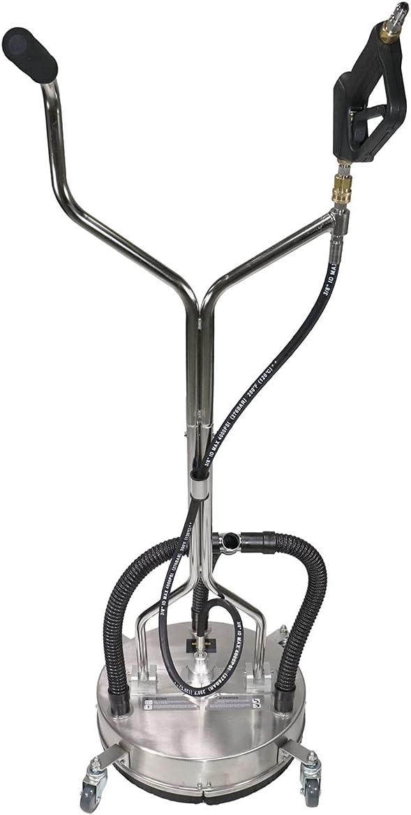 21" Stainless Steel Surface Cleaner with Vacuum Port, Wheels, and Wand Pressure Washer Attachment 4000 PSI U1533
