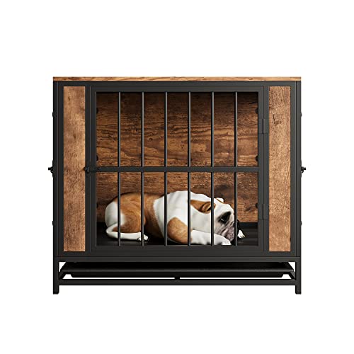 Metal and Wooden Dog Crate with 3 Doors I865196