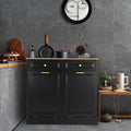 Black Double Tilt Out Trash Cabinets with Drawers Wooden Recycling Cabinet H4627
