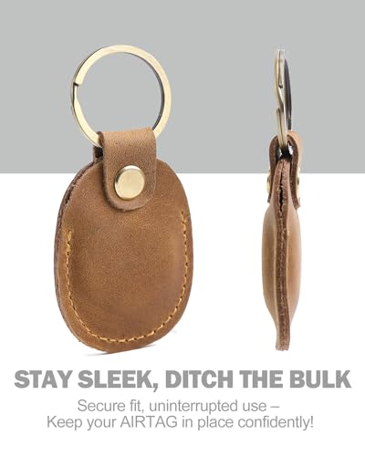 Brown Leather Airtag Holder Keychain Y5188