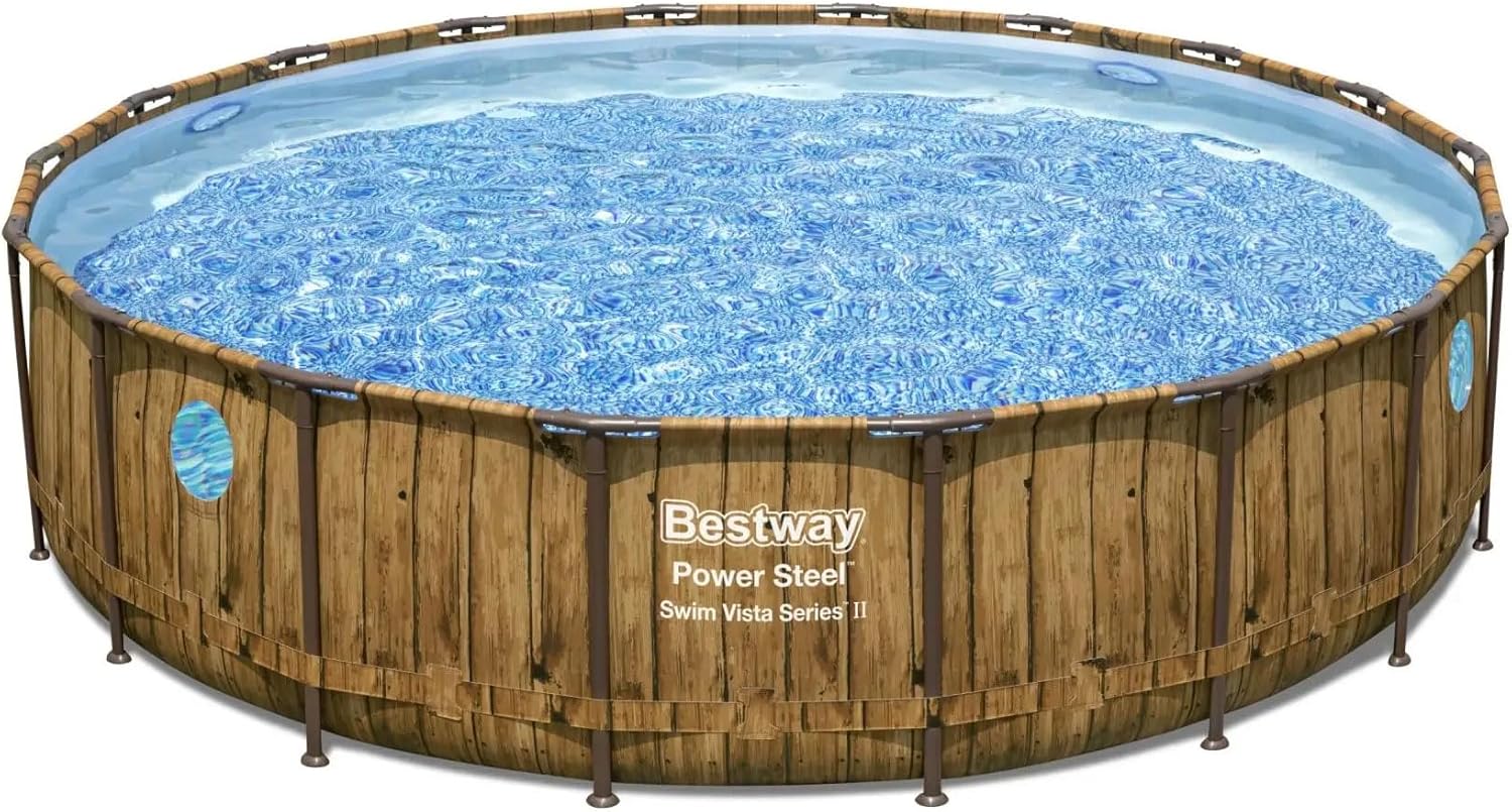 18' x 48" Round Above Ground Swimming Pool Set with Filter Pump, Ladder, and Cover M85565