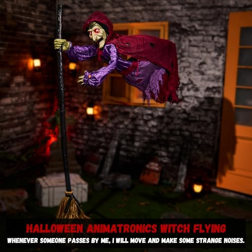 6ft Animated Flying Witch with Sound Activated X95111
