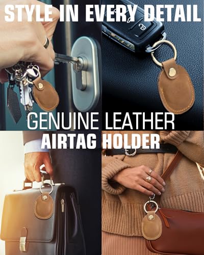 Brown Leather Airtag Holder Keychain Y5188