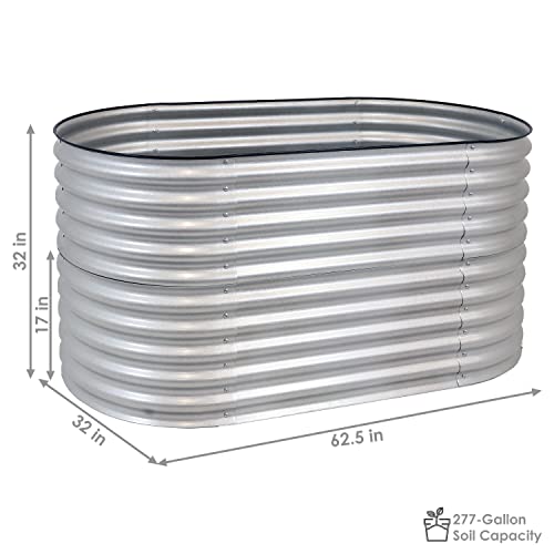 62.5-Inch Oval Stackable Steel Raised Garden Bed Planter Kit with Rubber Edge Trim S672