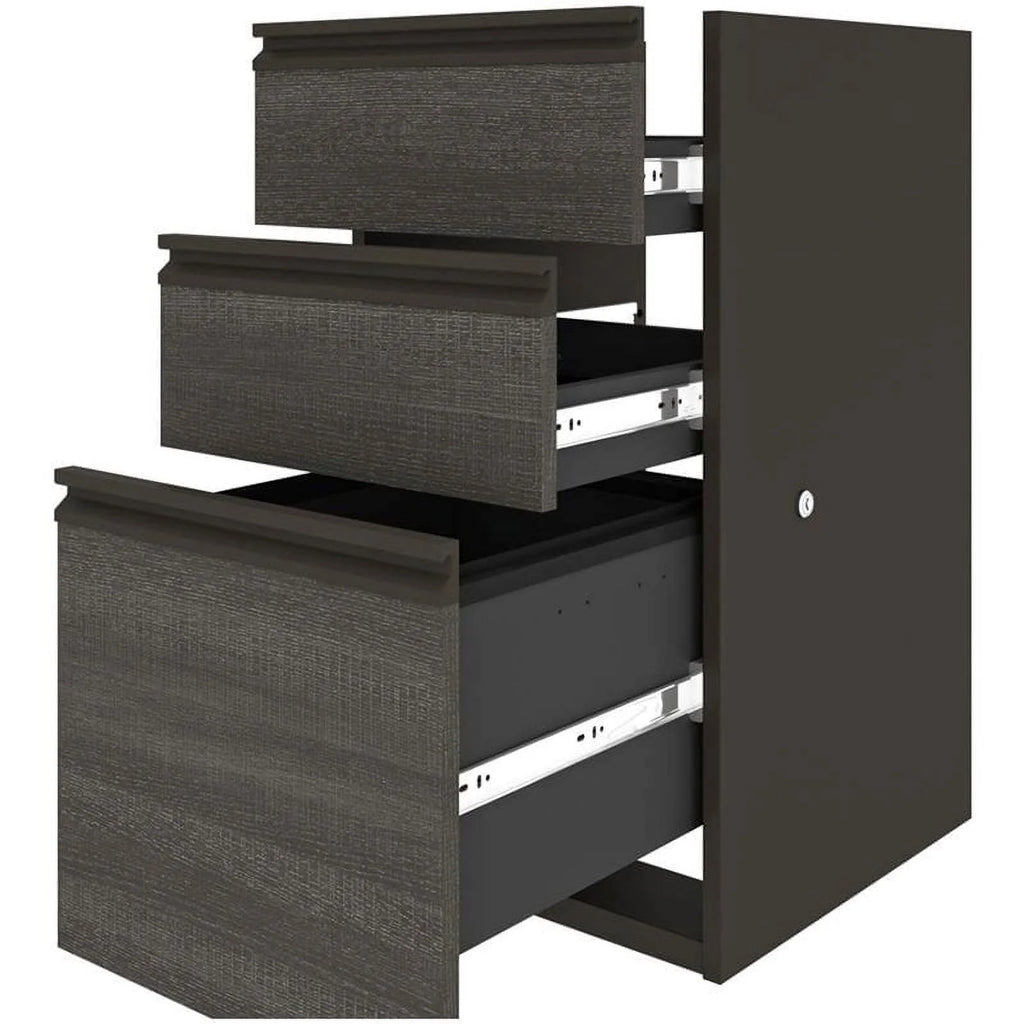 6 Piece Wood L Shaped Computer Desk with Hutch in Bark Gray M5284