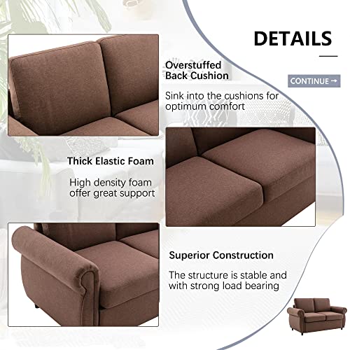 Gray Linen Pull Out Sofa Bed with Twin Memory Foam Mattress D6715