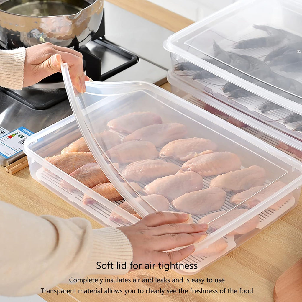 3-Piece Plastic Refrigerator Organizer Bin with Airtight Lids V32094