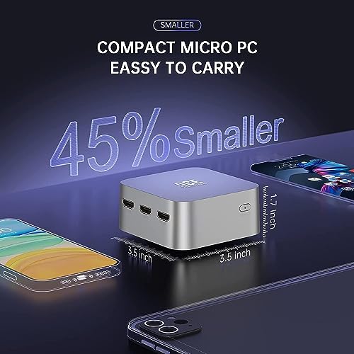 Mini PC Windows 11 Pro 12th Alder Lake N95 8GB LPDDR5 256GB M.2 SSD 3 HDMI 4K UHD Dual Gigabit Ethernet Z3119