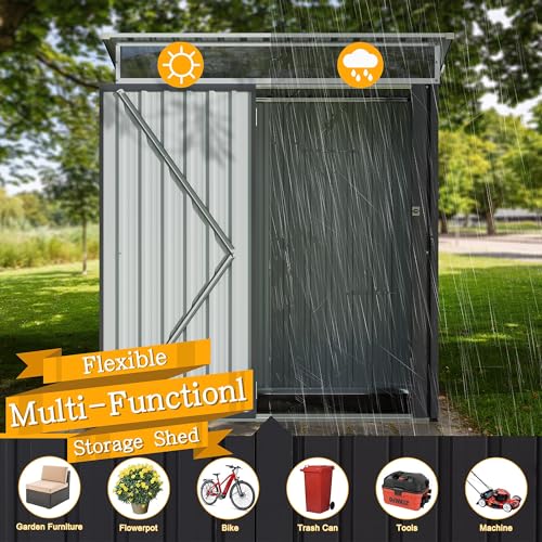 5x3 FT Outdoor Storage Shed with Window, Slate Gray C795737