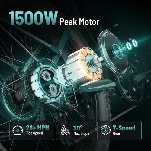 Electric Bike with 1500W Peak Motor, 48V 15Ah Battery, 26'' x 4'' Fat Tire P668
