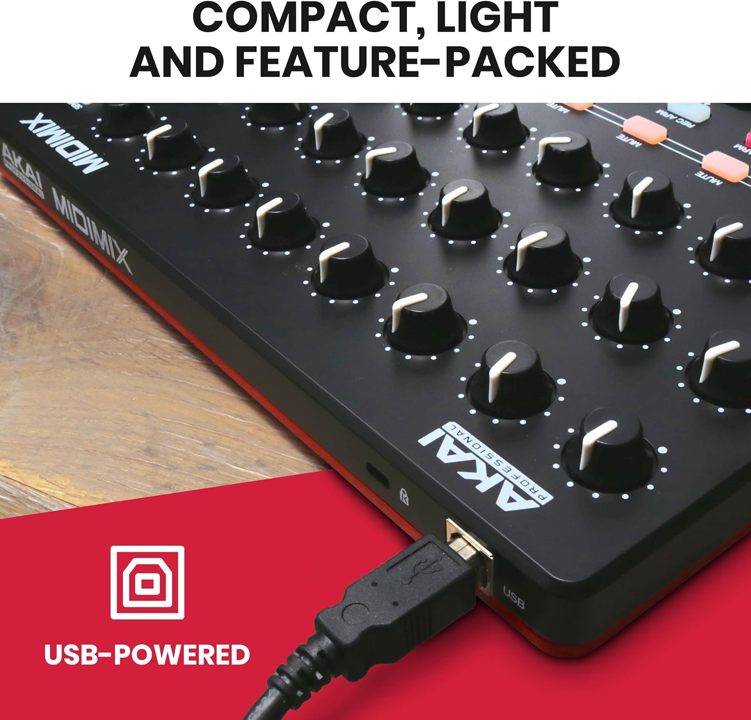 USB MIDI Controller Mixer with Assignable Faders, 24 Knobs, 16 Buttons V375951
