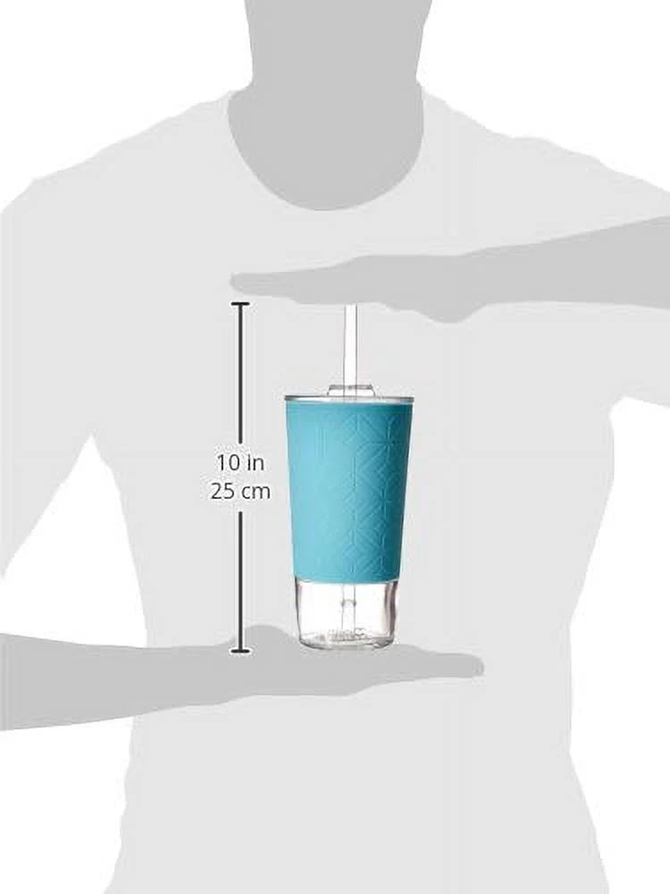 20 oz Blue Glass Tumbler with Straw Z570194