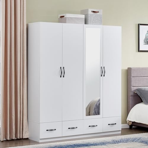 Gray Wood Armoire Wardrobe with 3 Drawers U997530