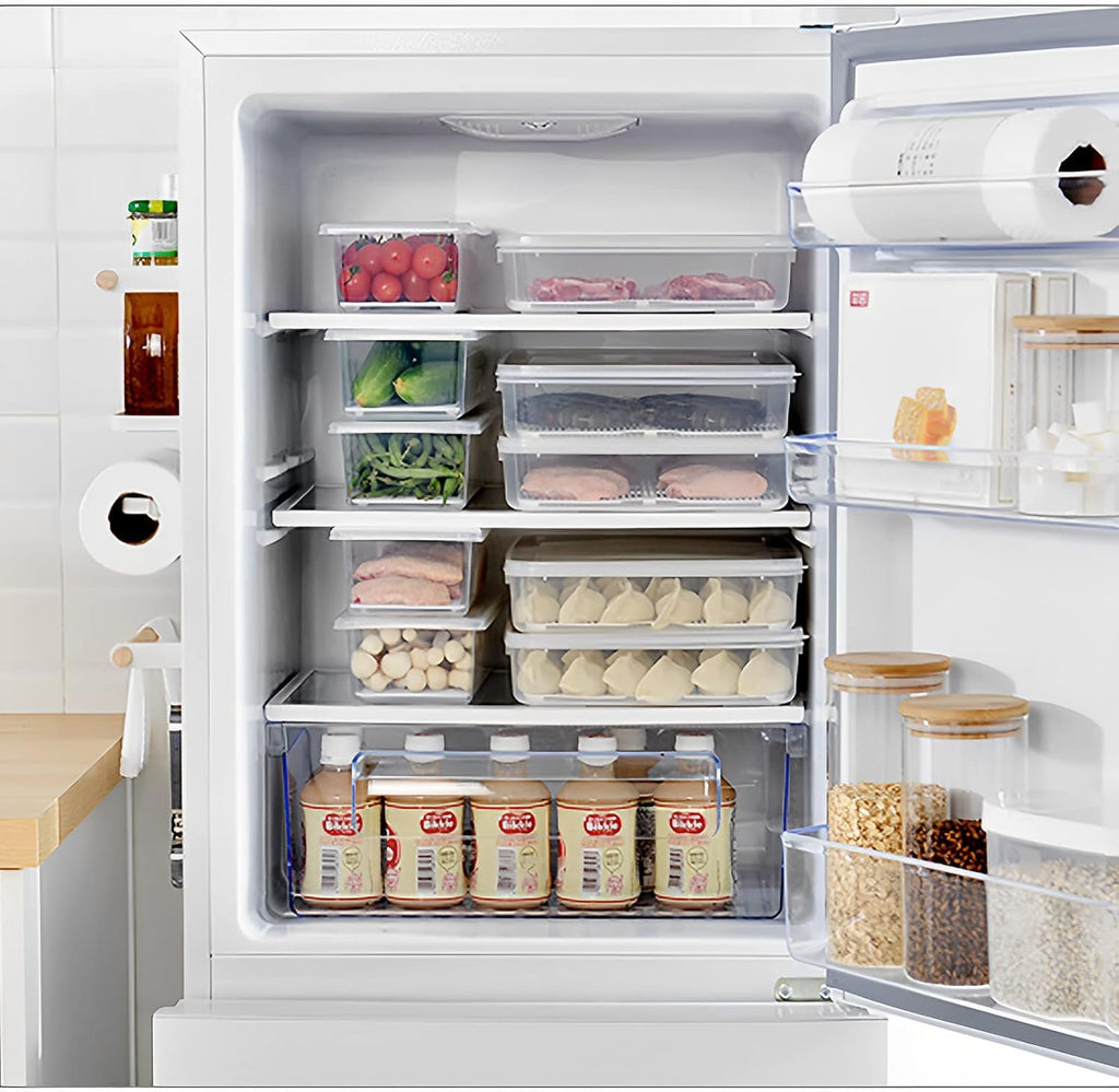 3-Piece Plastic Refrigerator Organizer Bin with Airtight Lids V32094