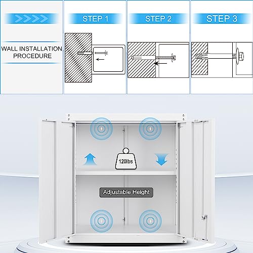 Metal Wall Cabinet with Doors and Adjustable Shelf M383849