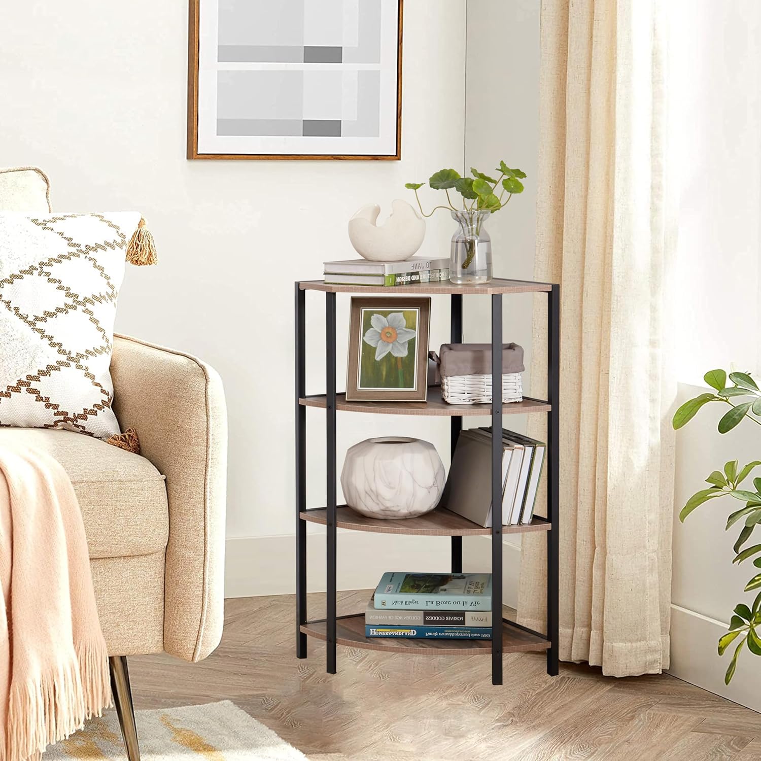 4-Tier Corner Bookshelf Ladder Shelf O335