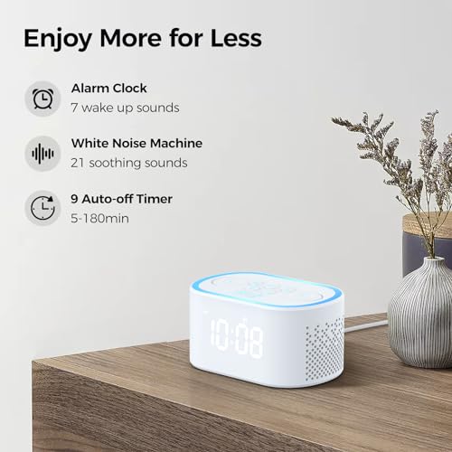 Blue Digital Alarm Clock with White Noise Sound Machine W693