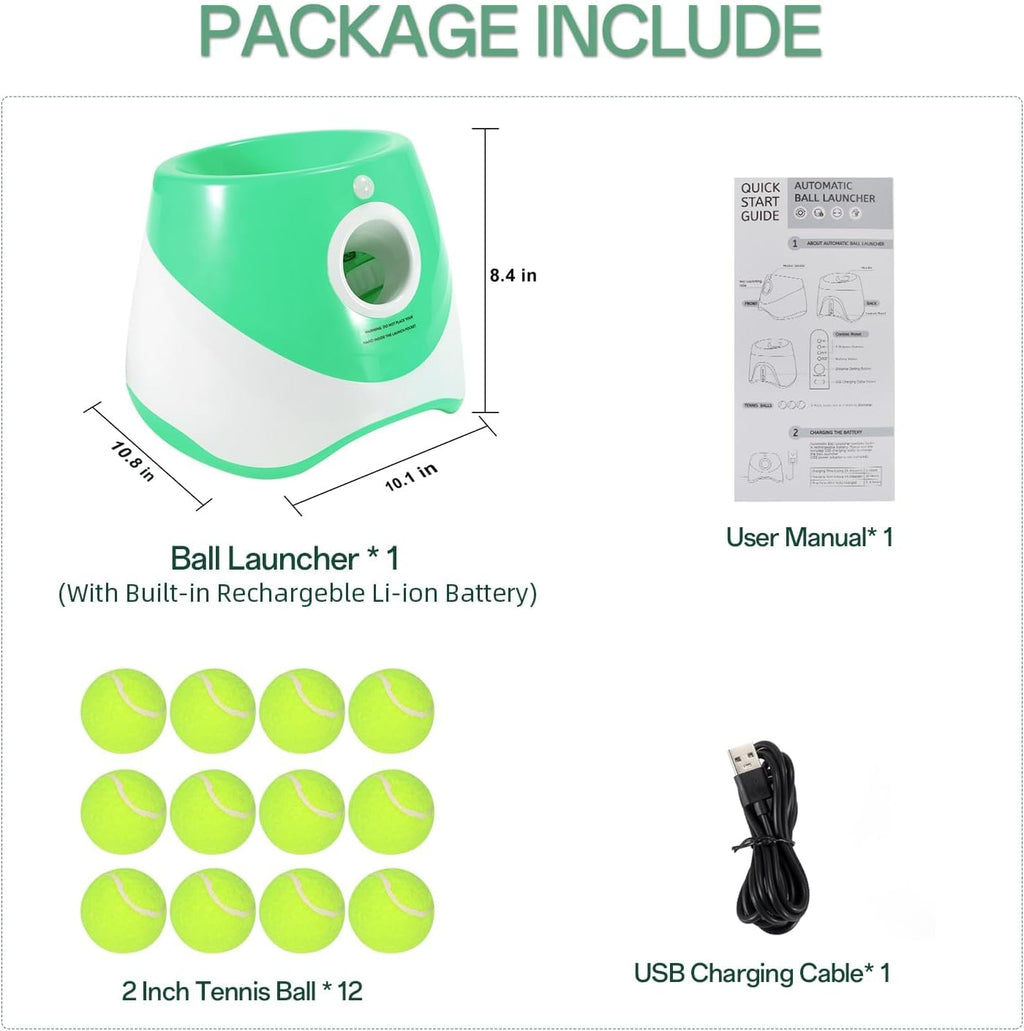 Automatic Ball Launcher with 12 Tennis Balls (Green) R3384