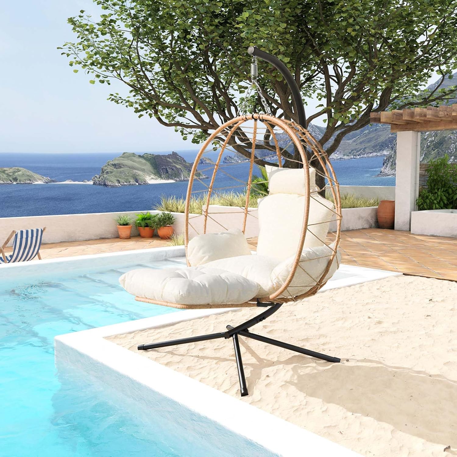 Small Hanging Egg Chair with Stand B970865