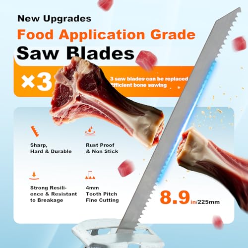 Brushless Motor Electric Meat and Bone Saw, 3000mAh Handheld Butchering Tool with 3 Blades S36920