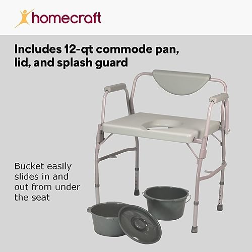 Bariatric Drop Arm Commode, 1000 Pound Weight Capacity, Adjustable Height I8031