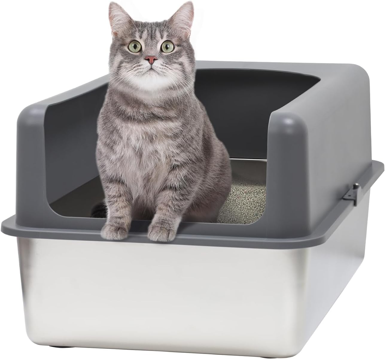 Stainless Steel Cat Litter Box with Lid U191438