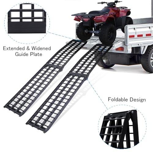 6.5FT Folding Aluminum Motorcycle Ramp with Load Straps V5077