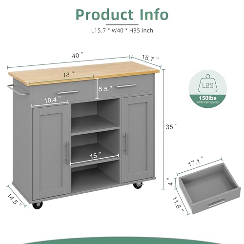White Kitchen Island with Drop Leaf and Storage on Wheels Y749274