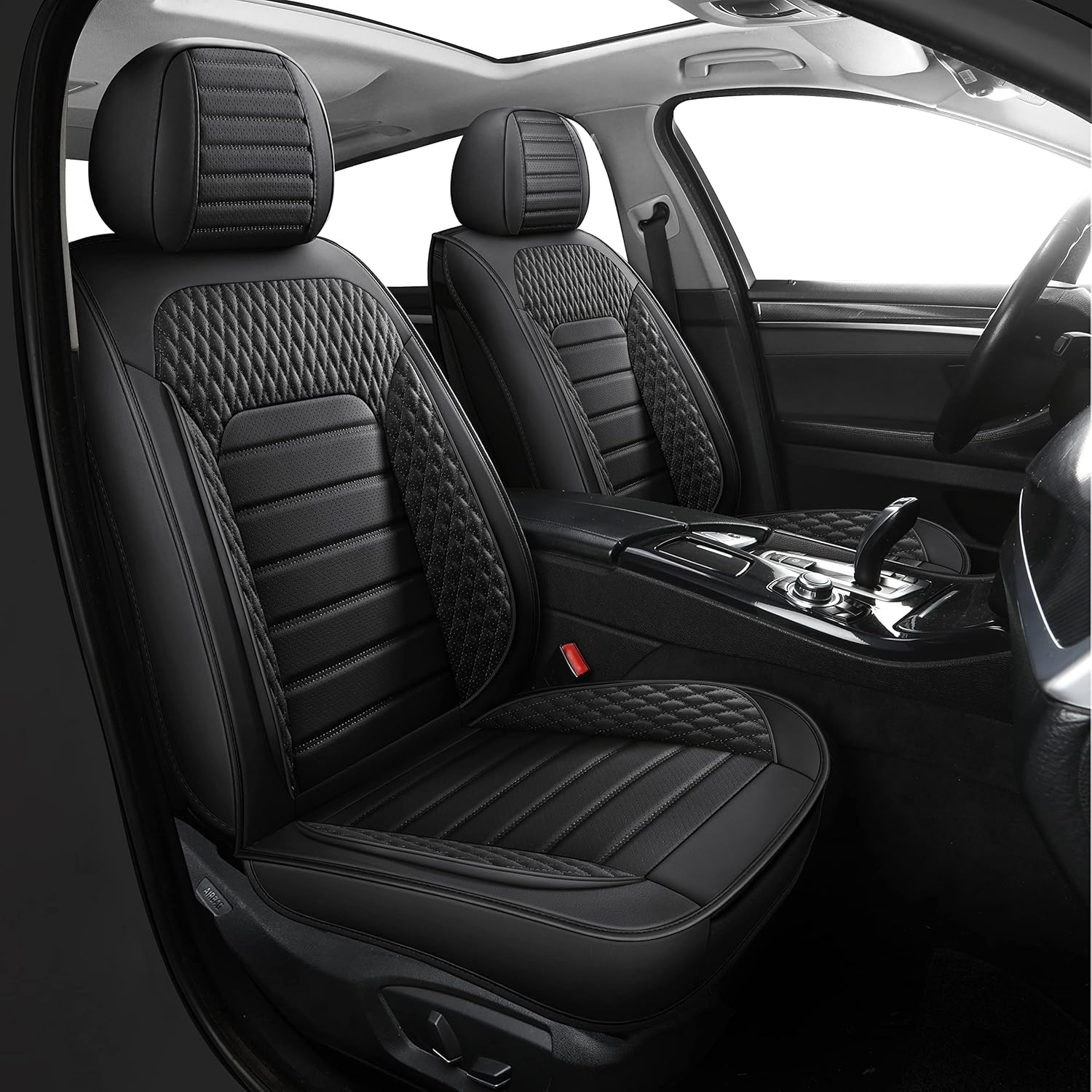 Grey Faux Leather Car Seat Covers Full Set (Front only) P18097