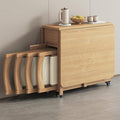Beige Solid Wood Folding Dining Table Set F50313