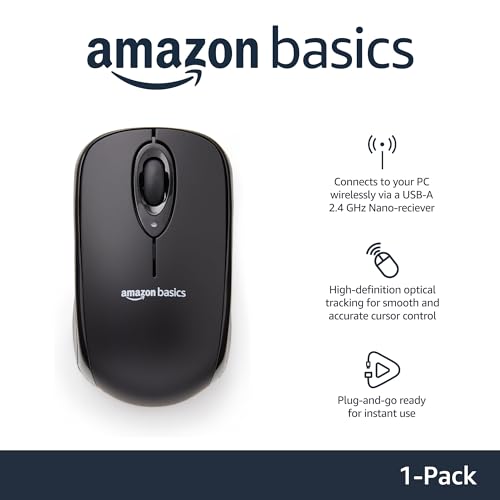 Black Wireless Optical Computer Mouse with USB Nano Receiver E8031
