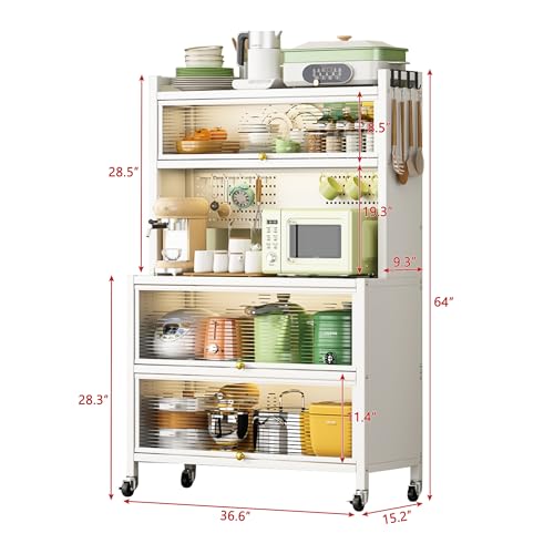 Black 5 Tier Kitchen Baker's Rack with Storage Cabinet and Flip Door F429