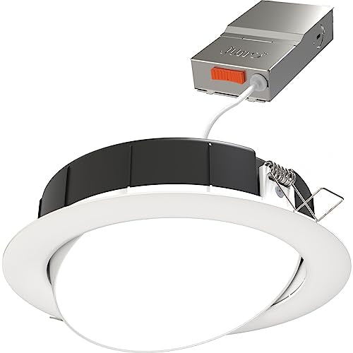 Wafer-Thin LED Downlight, Adjustable Trim, Switchable CCT 2700K-5000K, 90+ CRI, Matte White, 6-Inch F557490