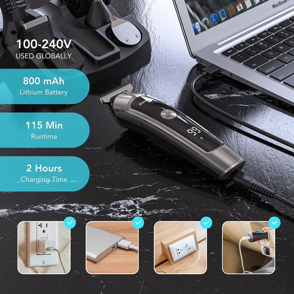 Electric Beard Trimmer, All-in-1 Multi-Grooming Hair Trimmer Kit, Cordless Clippers with Waterproof X25855