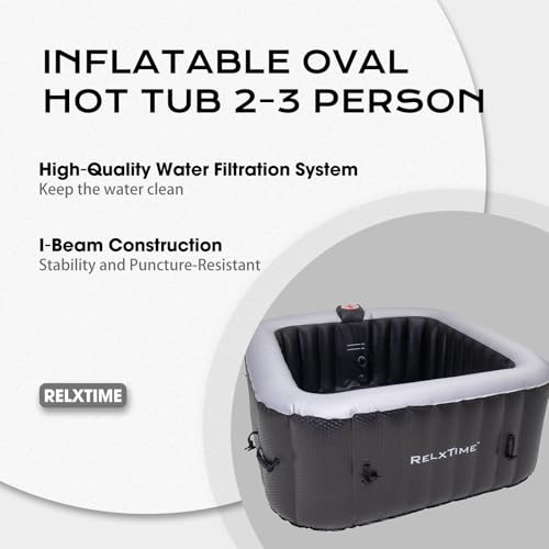 Black Inflatable Hot Tub 2-3 Person with Cover L60886